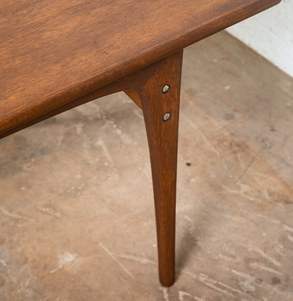 Mid Century Danish Modern Coffee Table Surfboard Oak Drop Leaf Denmark Sliding L - Image 12