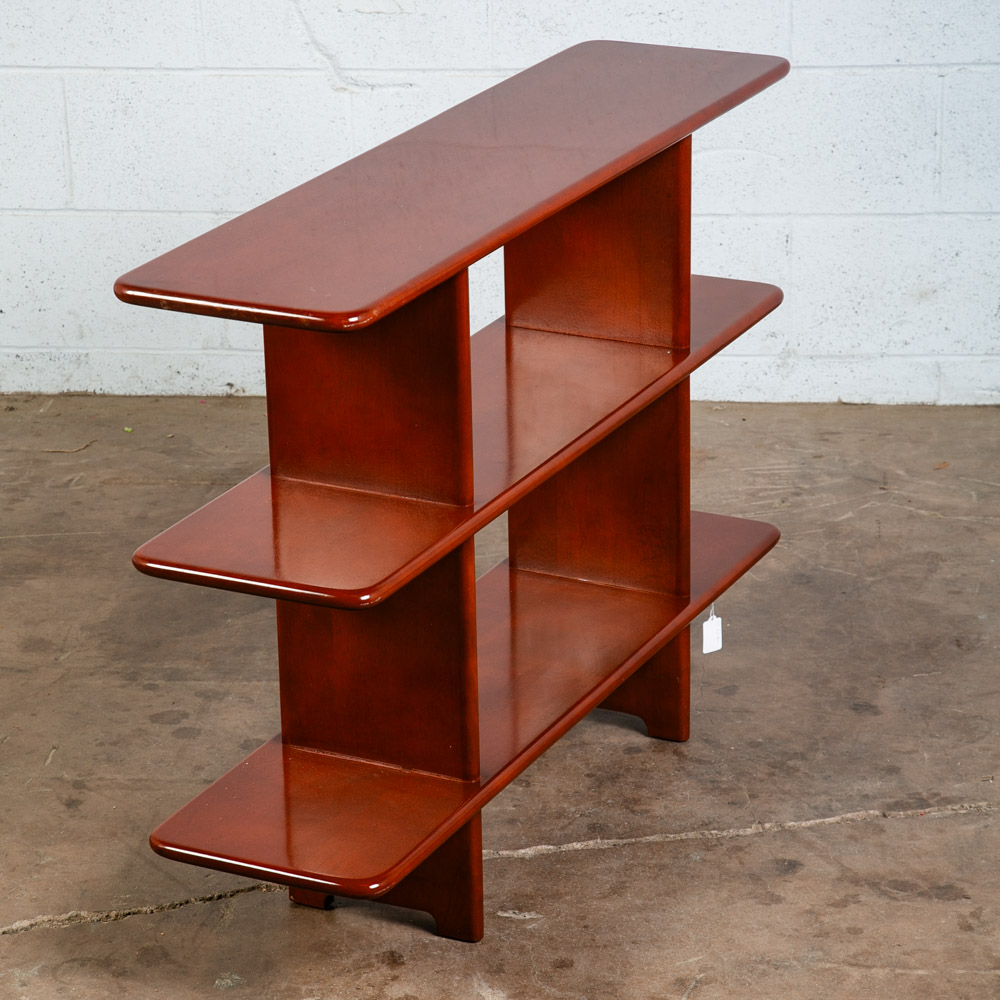 Mid Century Modern Display 3 Tier Shelving Mahogany Wood Shelf Vintage Danish - Image 5