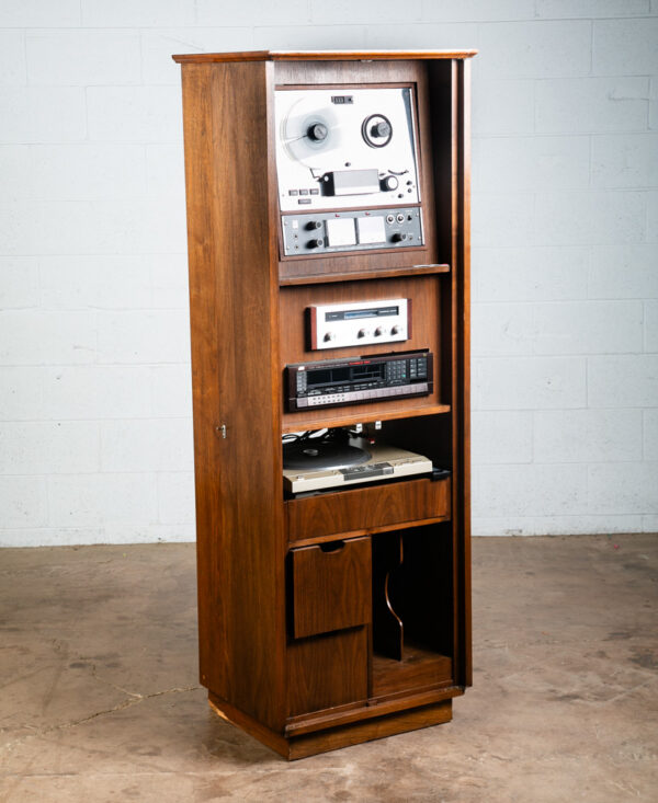 Mid Century Modern Stereo Console Cabinet Barzilay Walnut Compact Hifi Audio Mcm