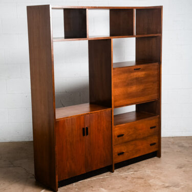 Mid Century Modern Room Divider Wall Unit Desk Cabinet Walnut Vintage Danish M