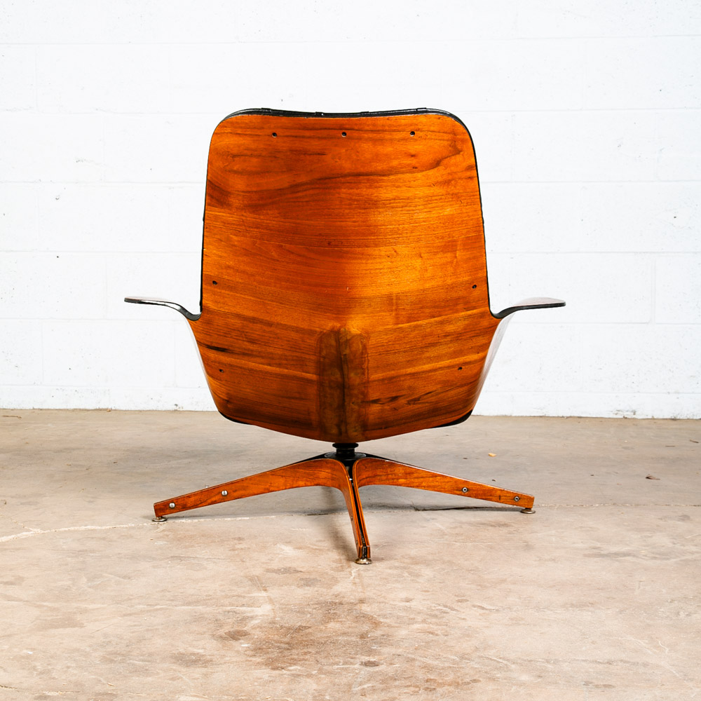 Mid Century Modern Lounge Chair Plycraft Mr Tufted Black Swivel George Mulhauser - Image 5