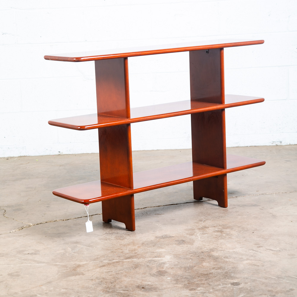 Mid Century Modern Display 3 Tier Shelving Mahogany Wood Shelf Vintage Danish - Image 7