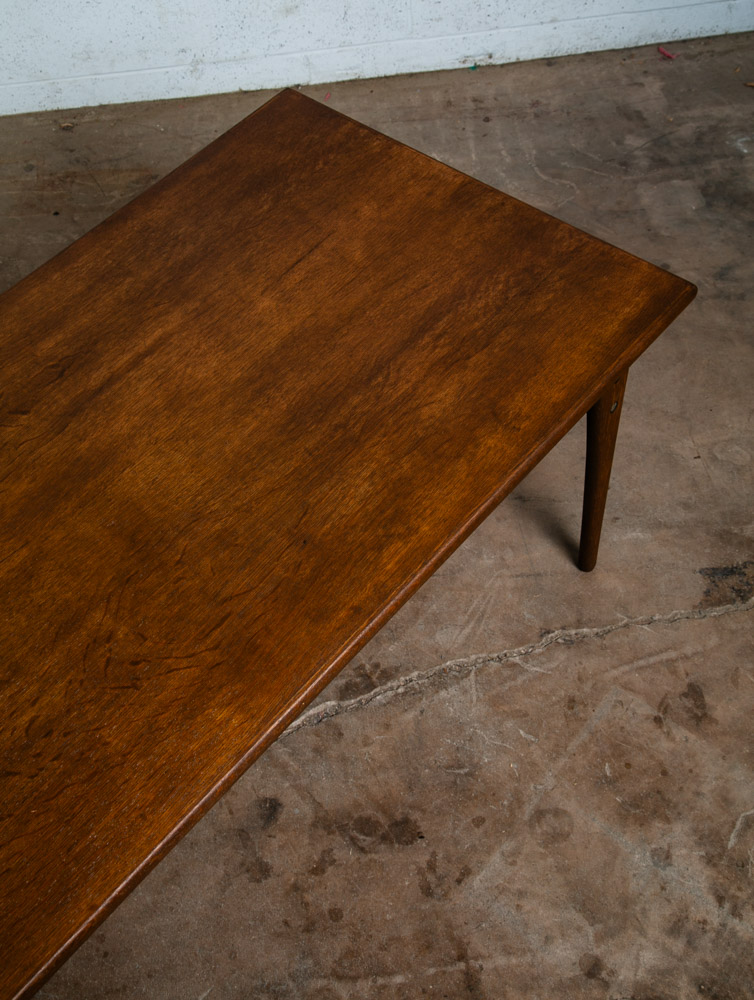 Mid Century Danish Modern Coffee Table Surfboard Oak Drop Leaf Denmark Sliding L - Image 9