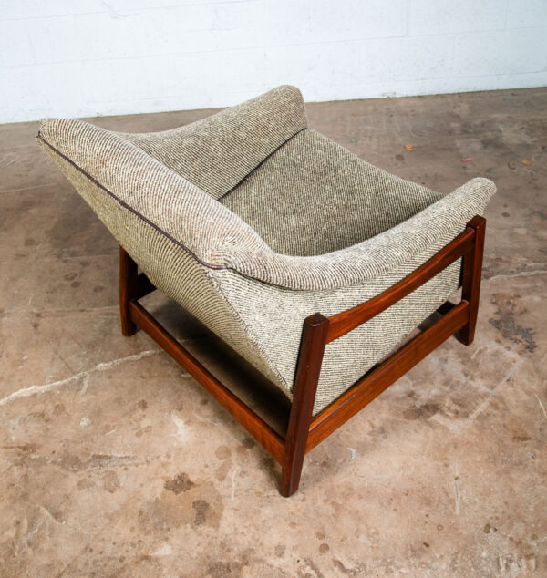 Mid Century Modern Lounge Rocking Chair Paoli White Wool Solid Walnut Vintage - Image 12