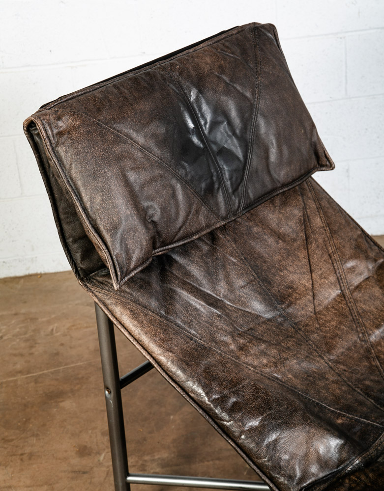 Mid Century Danish Modern Lounge Chair Chaise Gray Black Leather Tord Bjorklund - Image 6