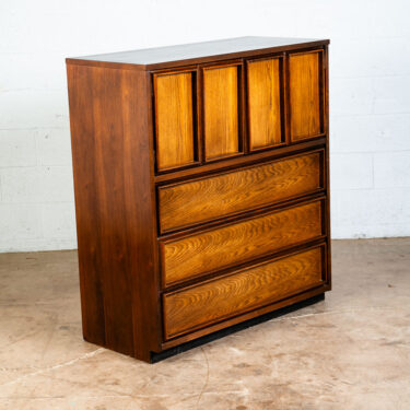 Mid Century Modern Dresser Highboy 5 Drawer Bassett Walnut Oak Danish Vintage