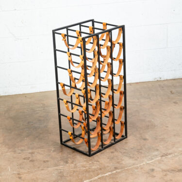 Mid Century Modern Wine Rack Arthur Umanoff Iron Leather Iron Vintage 21 Bottles