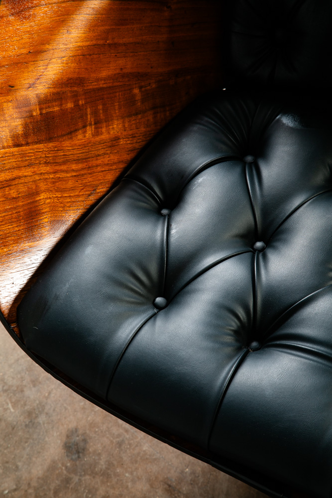 Mid Century Modern Lounge Chair Plycraft Mr Tufted Black Swivel George Mulhauser - Image 11