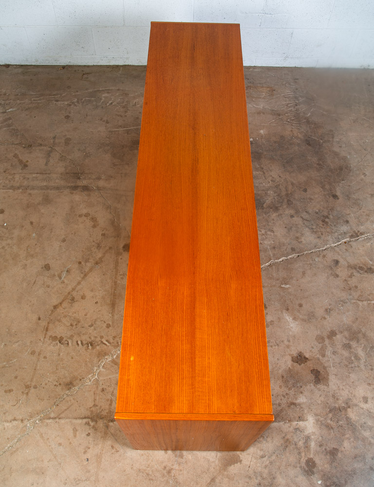 Mid Century Danish Modern Credenza Sliding Door Teak Media Sideboard Audio Low - Image 4