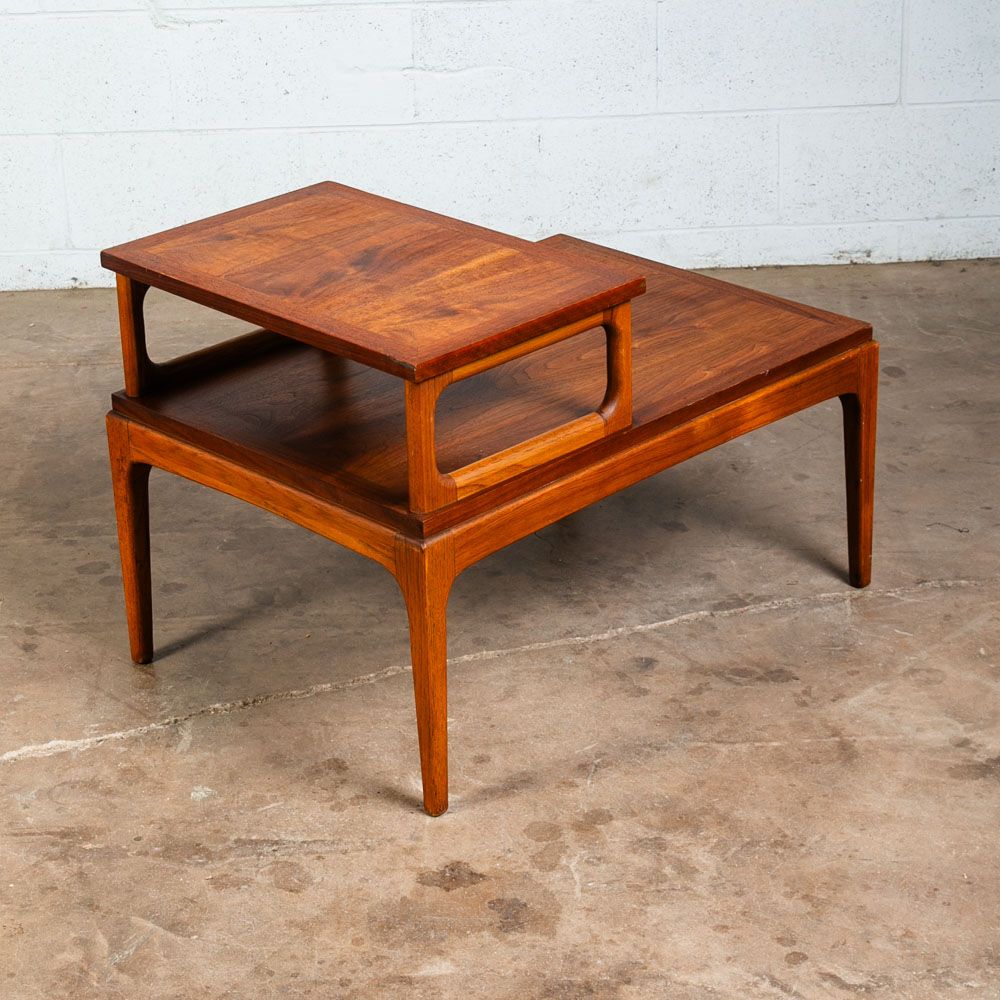 Mid Century Modern Nightstand End Side Table Lane Step up Walnut Vintage Drexel - Image 9
