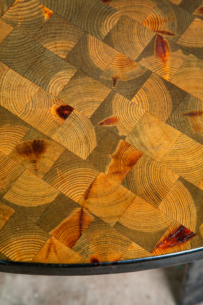 Mid Century Danish Modern Coffee Table Round Solid Wood Circular Butcher Block - Image 7