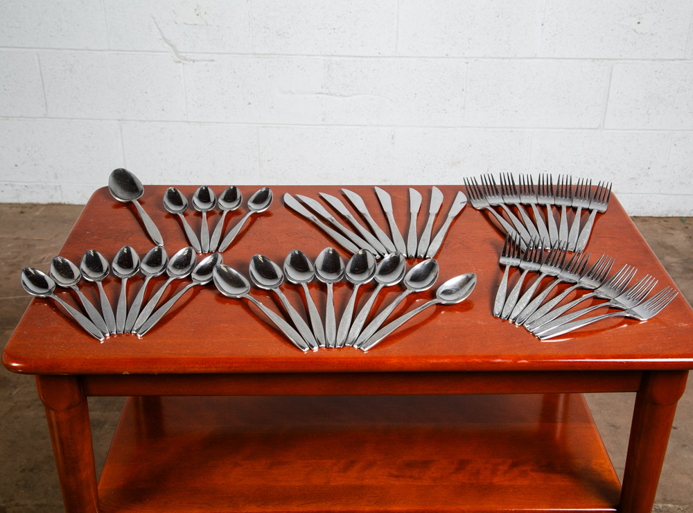 Mid Century Modern Cutlery Silverware Set Japan 32 Pc Vintage Signed Japanese - Image 2