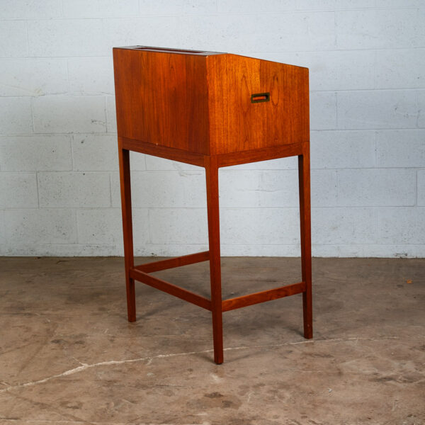 Mid Century Danish Modern Desk Podium Teak 2 Drawer Langkilde Standing Denmark - Image 5