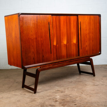 Mid Century Danish Modern Credenza Sideboard Teak Doors Denmark Sculptural Mcm