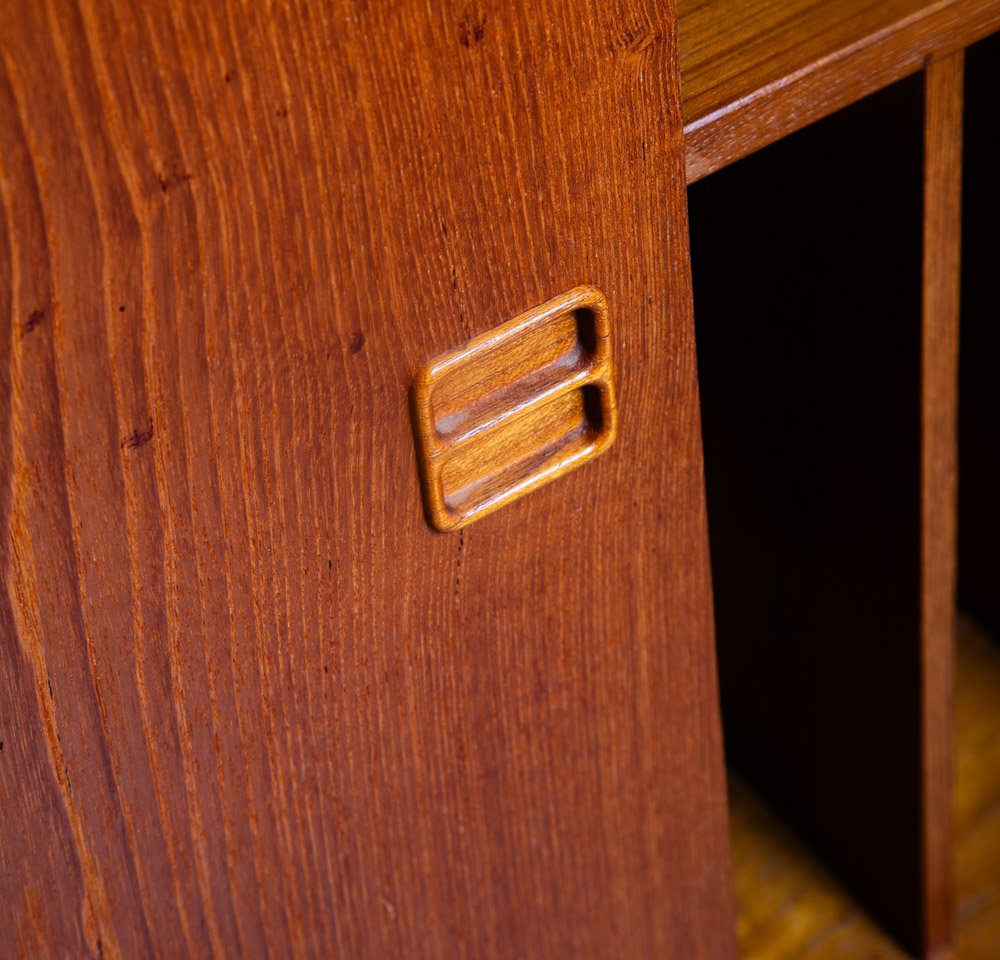 Mid Century Danish Modern Credenza Sliding Door Teak Media Sideboard Audio Low - Image 12