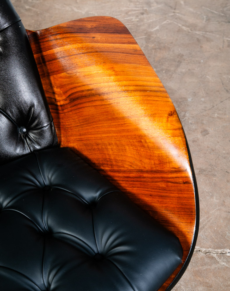 Mid Century Modern Lounge Chair Plycraft Mr Tufted Black Swivel George Mulhauser - Image 9