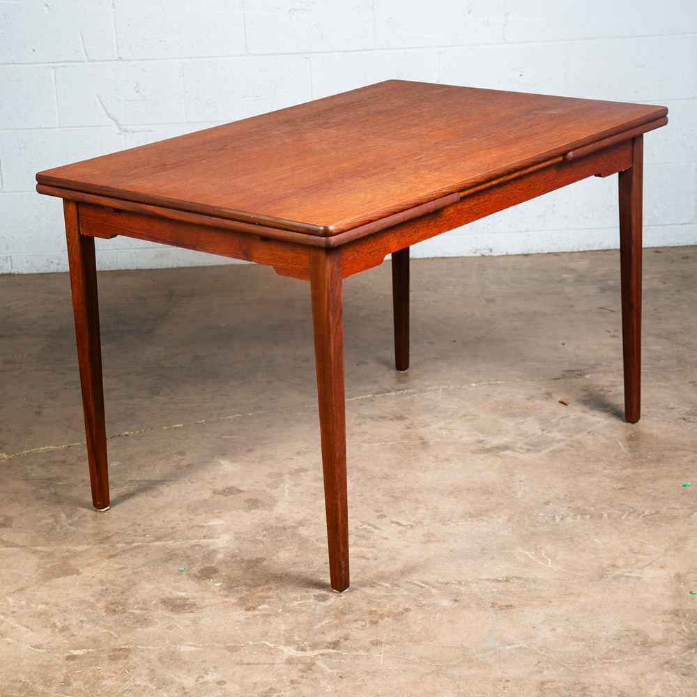 Mid Century Danish Modern Dining Table Solid Teak Extension 2 Draw Leaf Denmark - Image 3