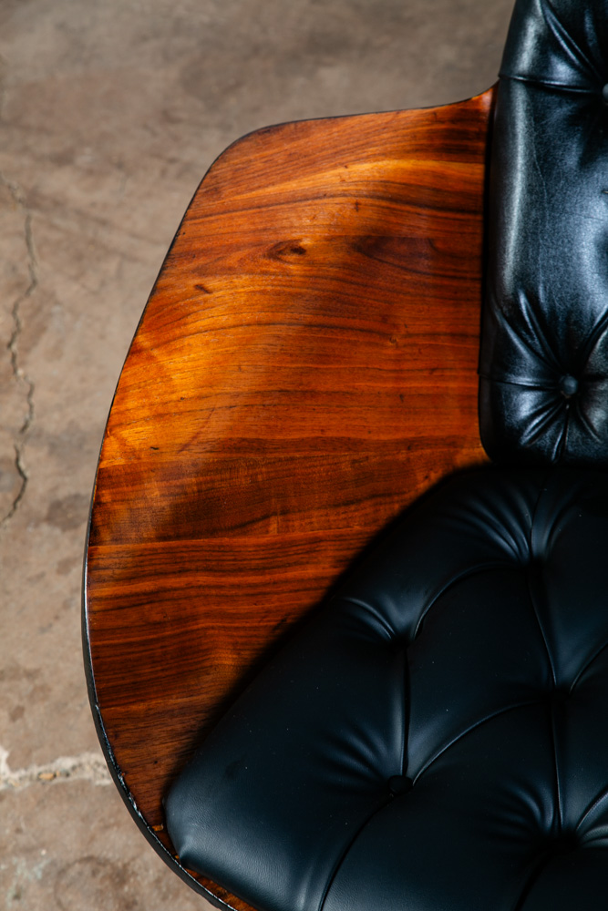 Mid Century Modern Lounge Chair Plycraft Mr Tufted Black Swivel George Mulhauser - Image 12