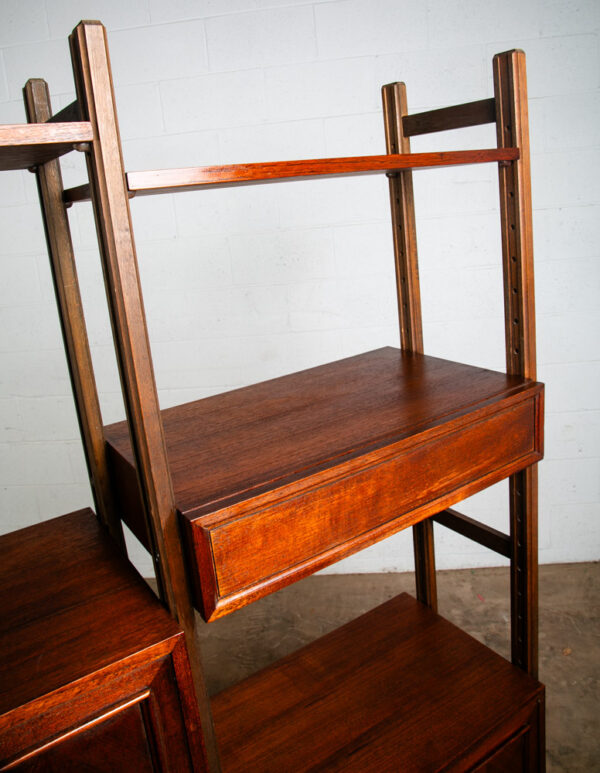 Mid Century Danish Modern Room Divider Wall Unit Teak Wood 2 Bay Free Standing - Image 8