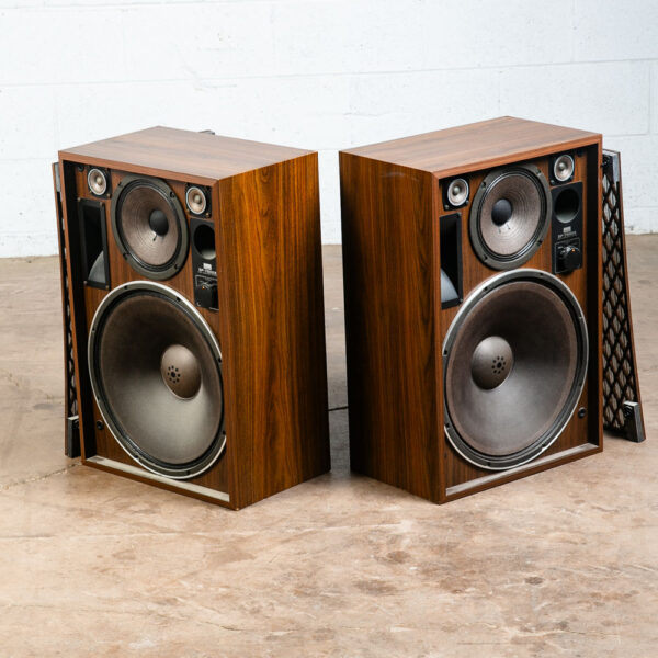 Vintage Speakers Sansui SP 7500X 4 Way Walnut Tested Speaker Set Lattice Grills