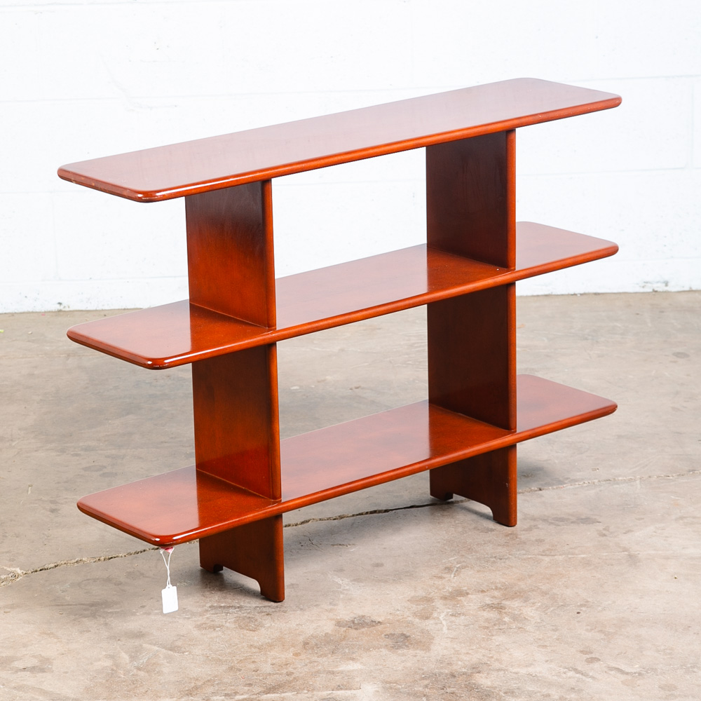 Mid Century Modern Display 3 Tier Shelving Mahogany Wood Shelf Vintage Danish