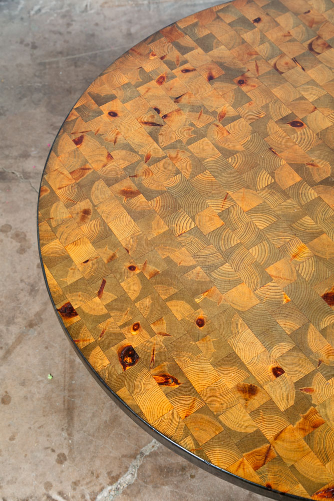 Mid Century Danish Modern Coffee Table Round Solid Wood Circular Butcher Block - Image 10