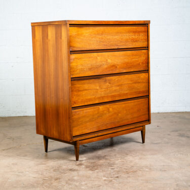 Mid Century Modern Dresser Highboy Walnut 4 Drawer Wood Vintage Handle Dixie Mcm