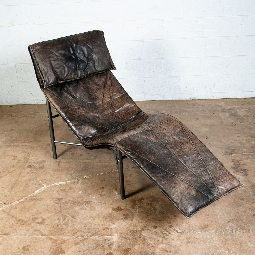 Mid Century Danish Modern Lounge Chair Chaise Gray Black Leather Tord Bjorklund - Image 4