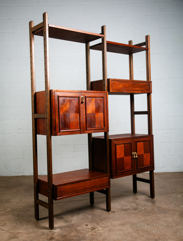 Mid Century Danish Modern Room Divider Wall Unit Teak Wood 2 Bay Free Standing - Image 5