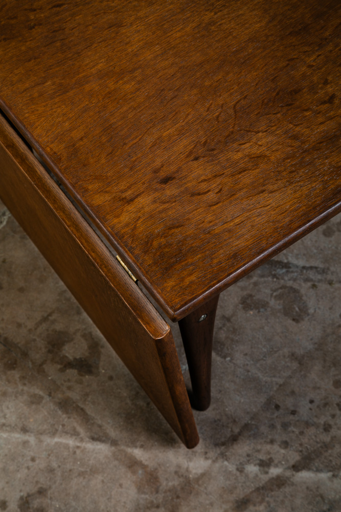 Mid Century Danish Modern Coffee Table Surfboard Oak Drop Leaf Denmark Sliding L - Image 7