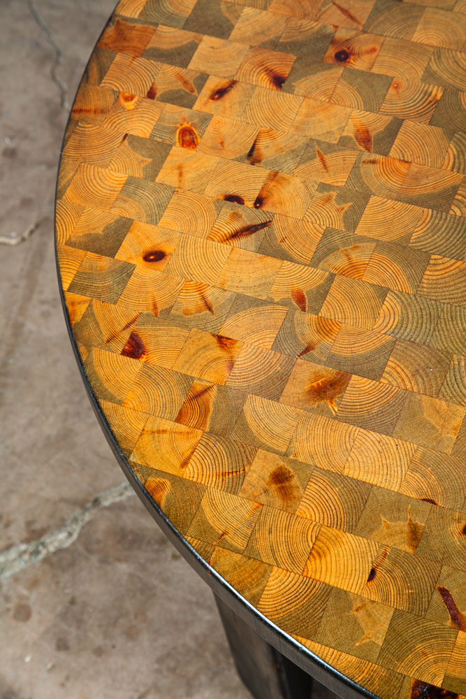 Mid Century Danish Modern Coffee Table Round Solid Wood Circular Butcher Block - Image 6