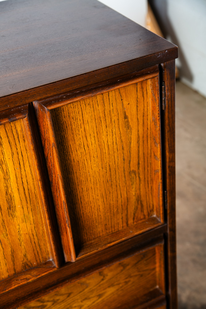 Mid Century Modern Dresser Highboy 5 Drawer Bassett Walnut Oak Danish Vintage - Image 11