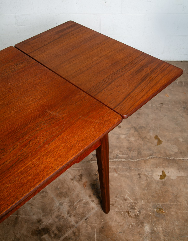 Mid Century Danish Modern Dining Table Solid Teak Extension 2 Draw Leaf Denmark - Image 12