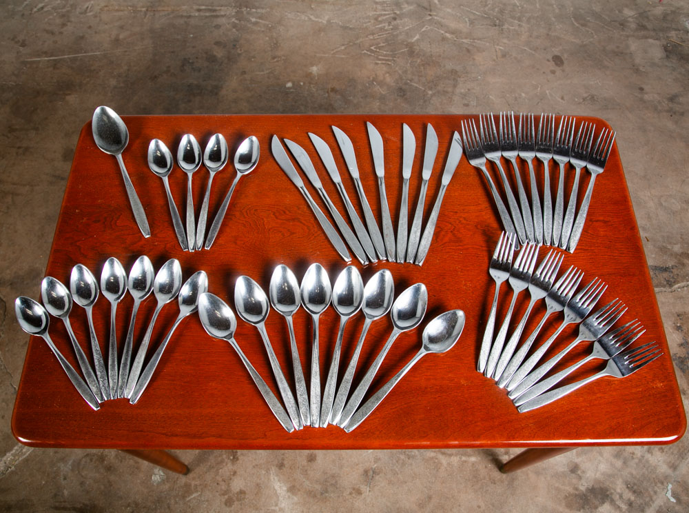Mid Century Modern Cutlery Silverware Set Japan 32 Pc Vintage Signed Japanese