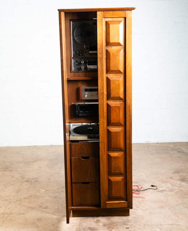 Mid Century Modern Stereo Console Cabinet Barzilay Walnut Compact Hifi Audio Mcm - Image 3