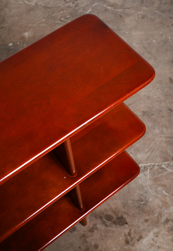 Mid Century Modern Display 3 Tier Shelving Mahogany Wood Shelf Vintage Danish - Image 9