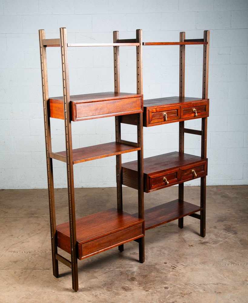 Mid Century Danish Modern Room Divider Wall Unit Teak Wood 2 Bay Modular Mcm #2