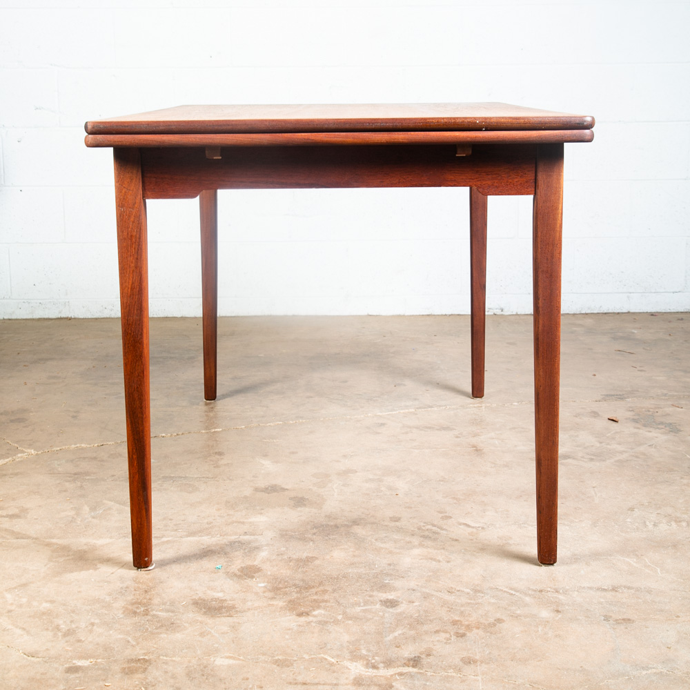 Mid Century Danish Modern Dining Table Solid Teak Extension 2 Draw Leaf Denmark - Image 4