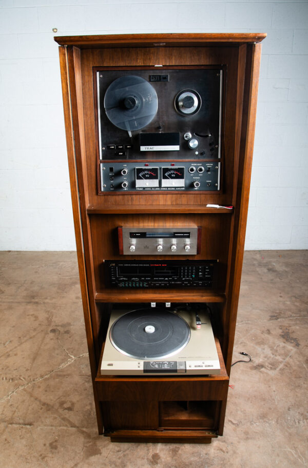 Mid Century Modern Stereo Console Cabinet Barzilay Walnut Compact Hifi Audio Mcm - Image 4