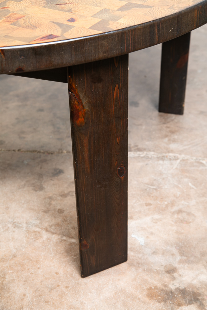 Mid Century Danish Modern Coffee Table Round Solid Wood Circular Butcher Block - Image 9