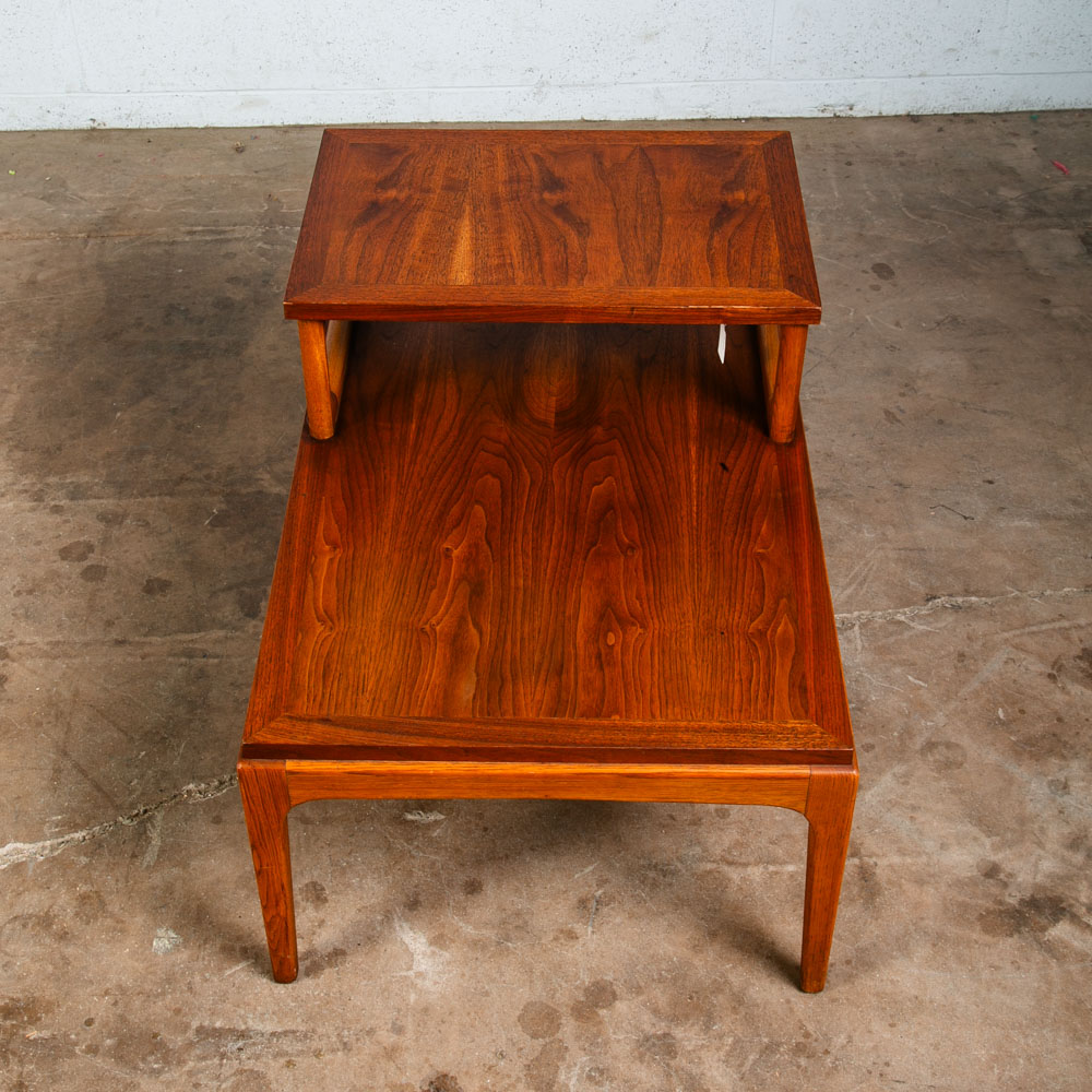 Mid Century Modern Nightstand End Side Table Lane Step up Walnut Vintage Drexel - Image 2