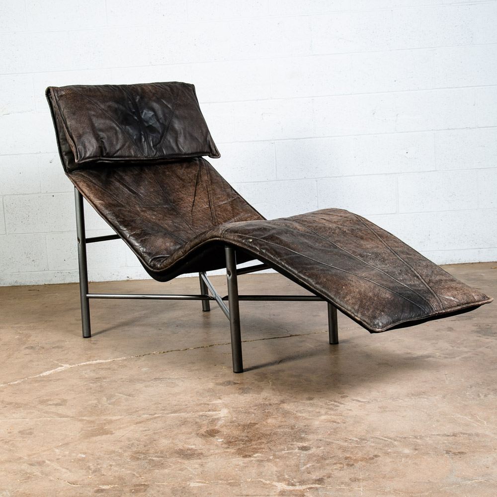 Mid Century Danish Modern Lounge Chair Chaise Gray Black Leather Tord Bjorklund - Image 5