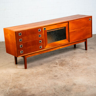 Mid Century Danish Modern Credenza Sideboard Sliding Door Teak Mcm 4 Drawers 80"