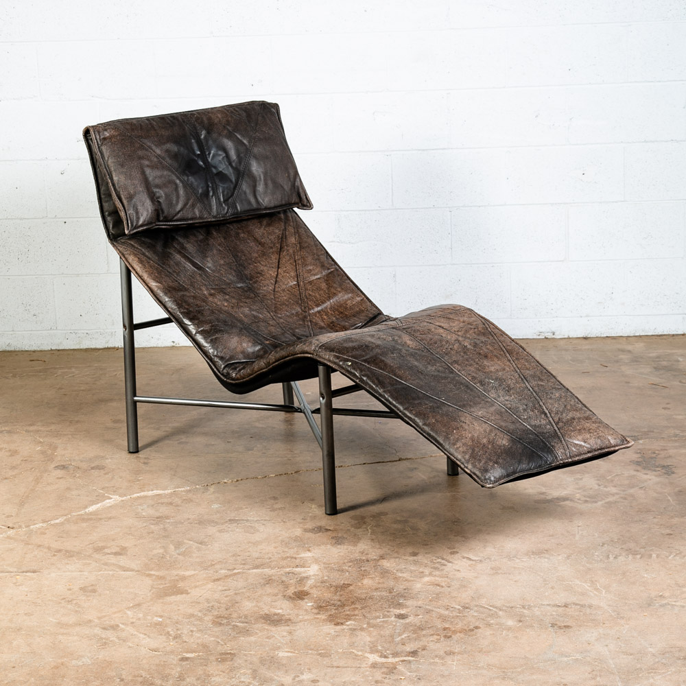 Mid Century Danish Modern Lounge Chair Chaise Gray Black Leather Tord Bjorklund