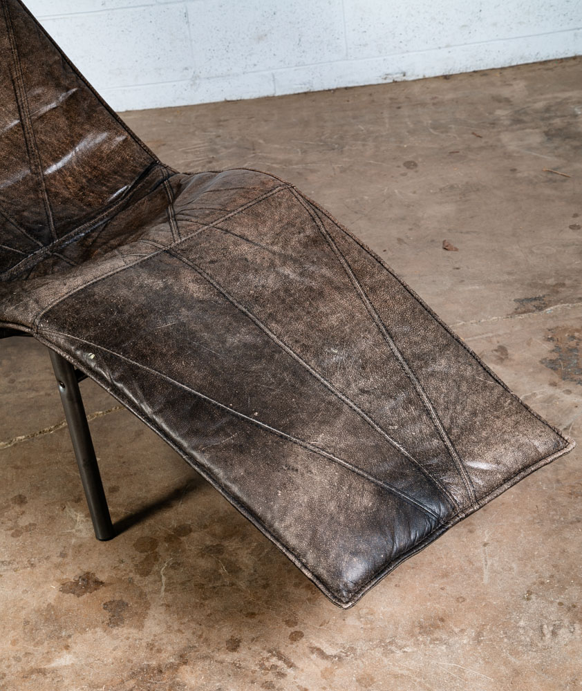 Mid Century Danish Modern Lounge Chair Chaise Gray Black Leather Tord Bjorklund - Image 11