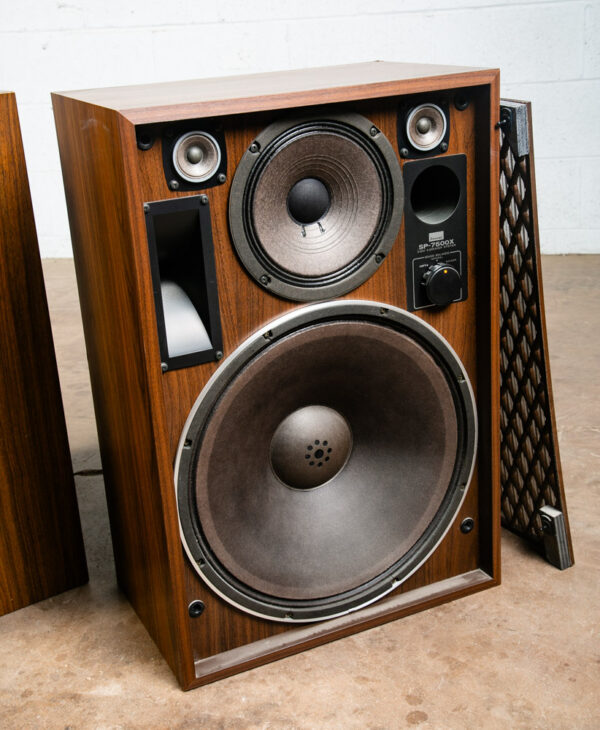 Vintage Speakers Sansui SP 7500X 4 Way Walnut Tested Speaker Set Lattice Grills - Image 10