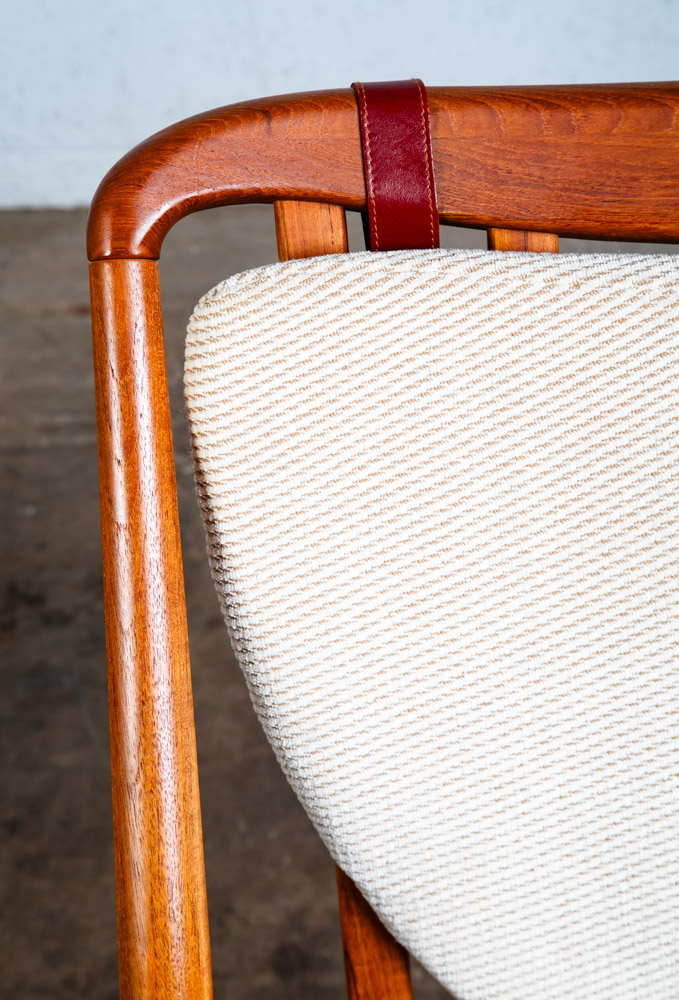 Mid Century Danish Modern Rocking Chair Benny Linden Teak Floating White Wool Mcm - Image 8