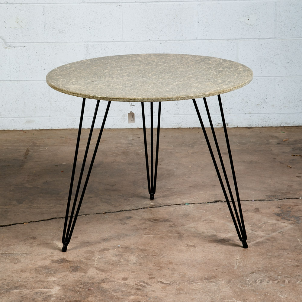 Mid Century Modern Dining Table Dinette Black Iron Round Circular Stone Marble - Image 10