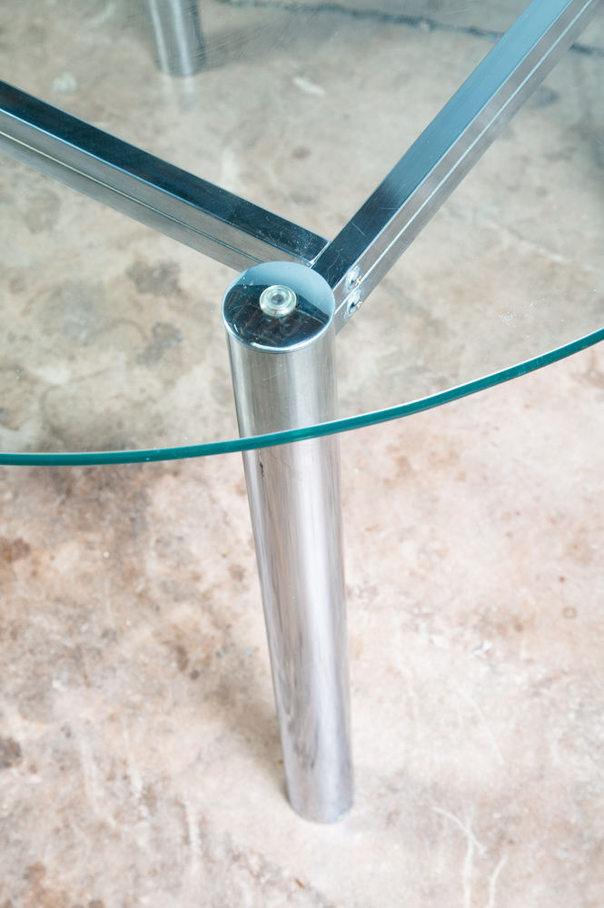 Mid Century Modern Dining Table Round Large Chrome Glass Jerry Johnson Mcm 46" - Image 12