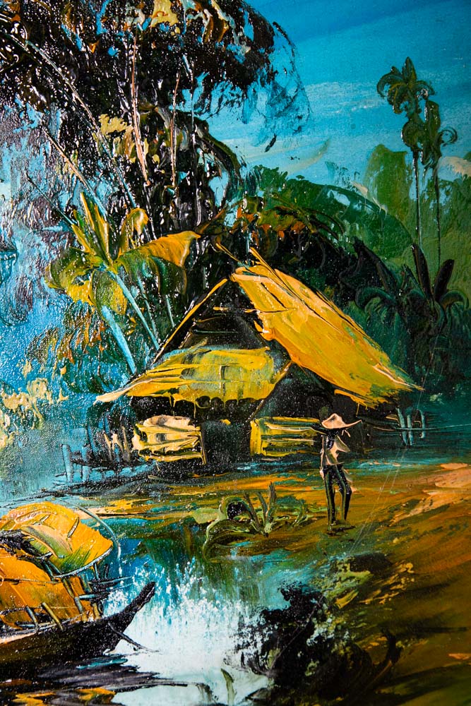 Mid Century Modern Painting Original Art Landscape River Scene Vintage 50x26 Mcm - Image 8